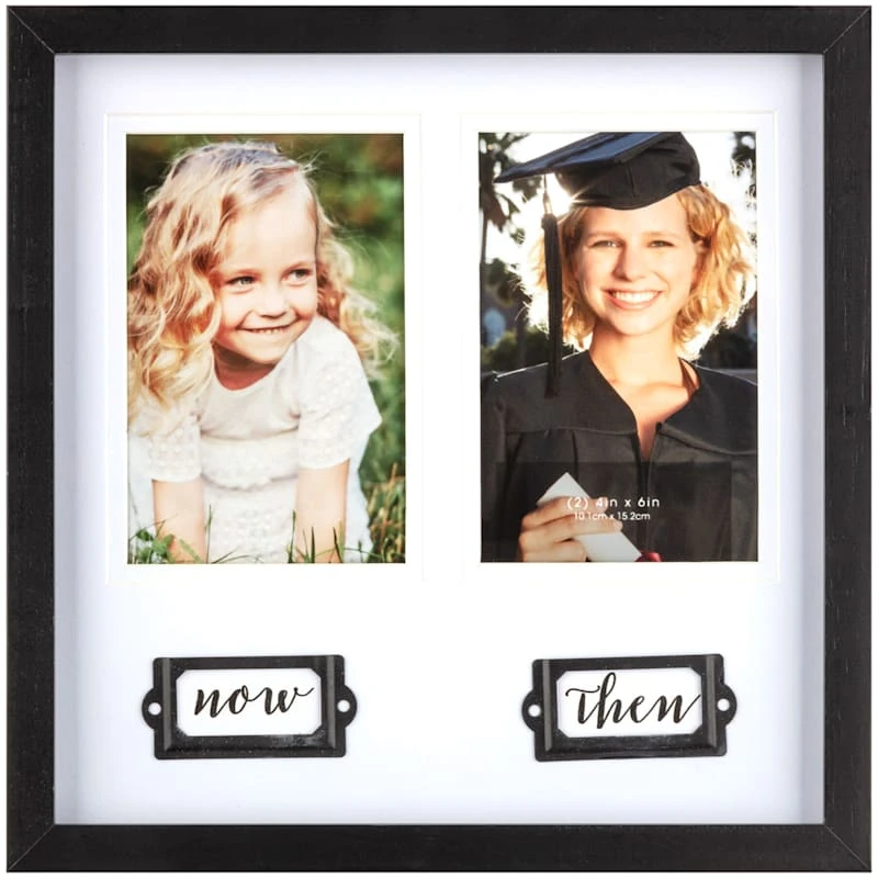 2-Opening Now & Then White Matted Graduation Photo Frame, 4x6