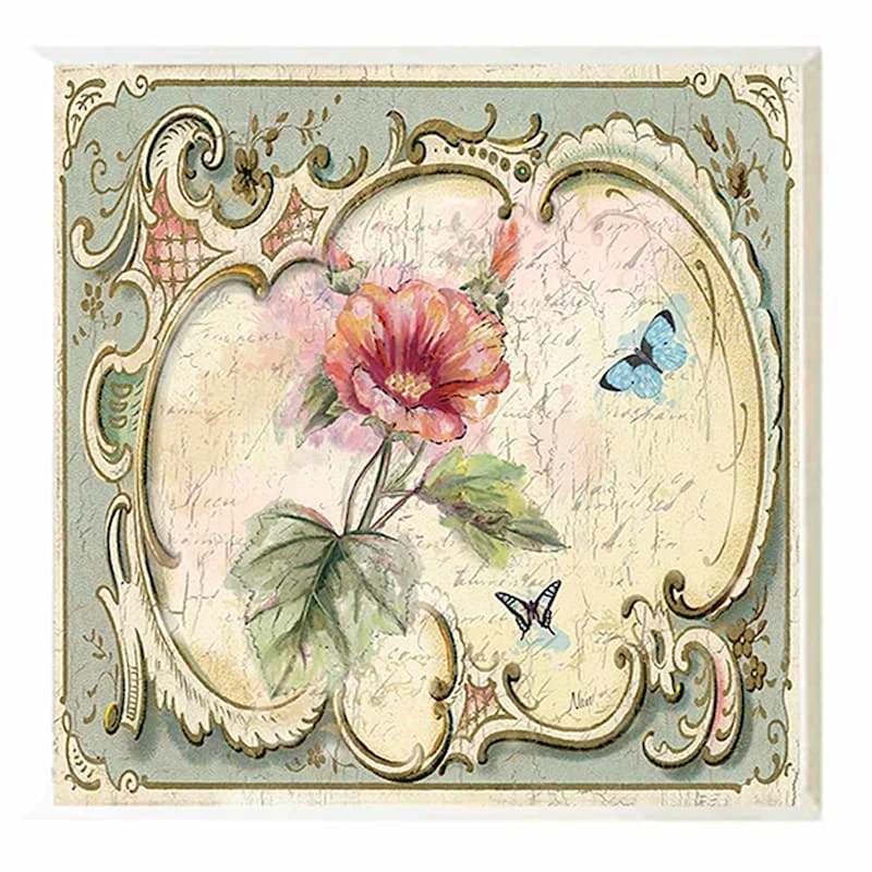 3-Piece Antique Floral Art Wooden Wall Plaques, 8" - Image 2