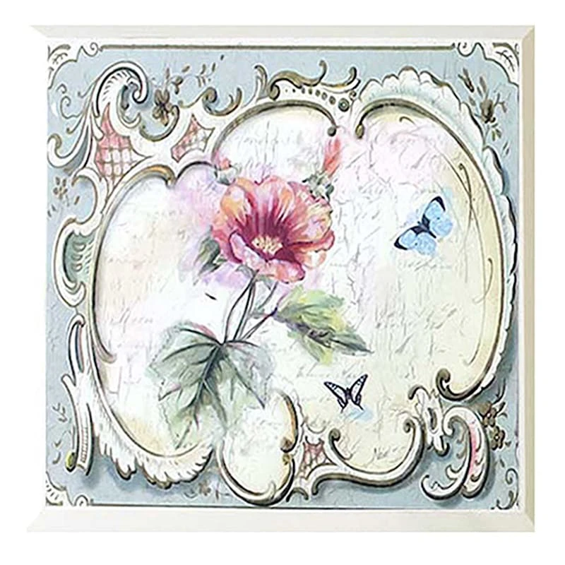 3-Piece Antique Floral Art Wooden Wall Plaques, 8" - Image 5