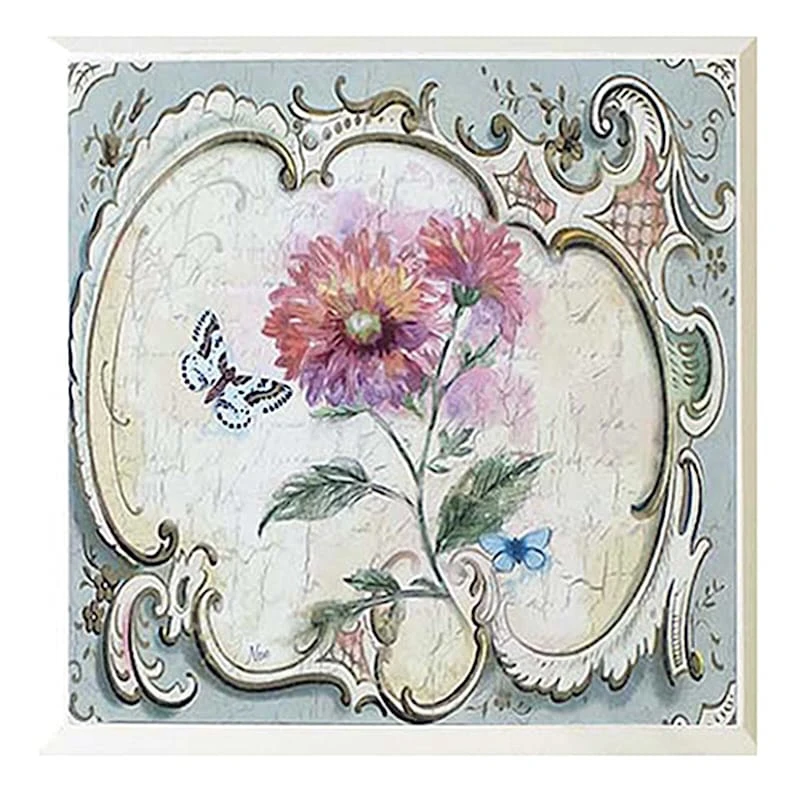 3-Piece Antique Floral Art Wooden Wall Plaques, 8" - Image 6