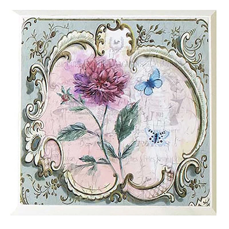 3-Piece Antique Floral Art Wooden Wall Plaques, 8" - Image 7