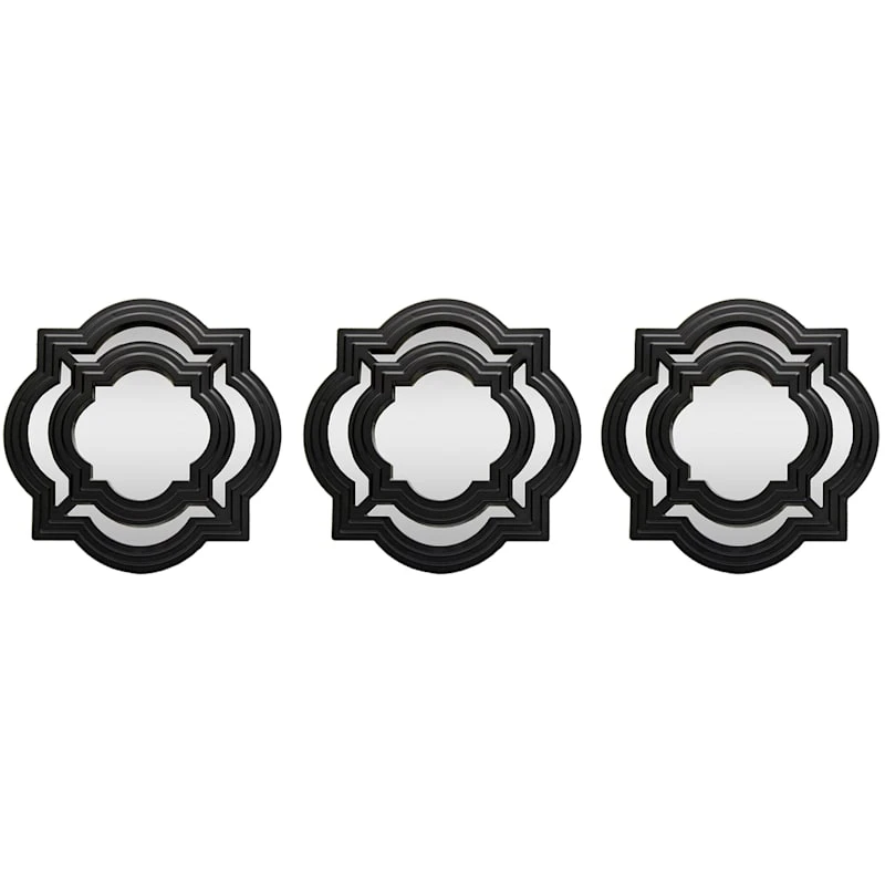 3-Piece Black Wall Mirror Set, 10"