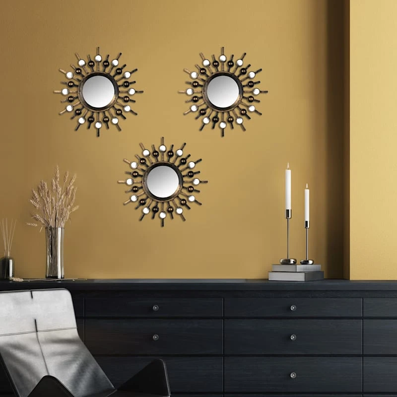 3-Piece Brown Wall Mirror Set, 10" - Image 2