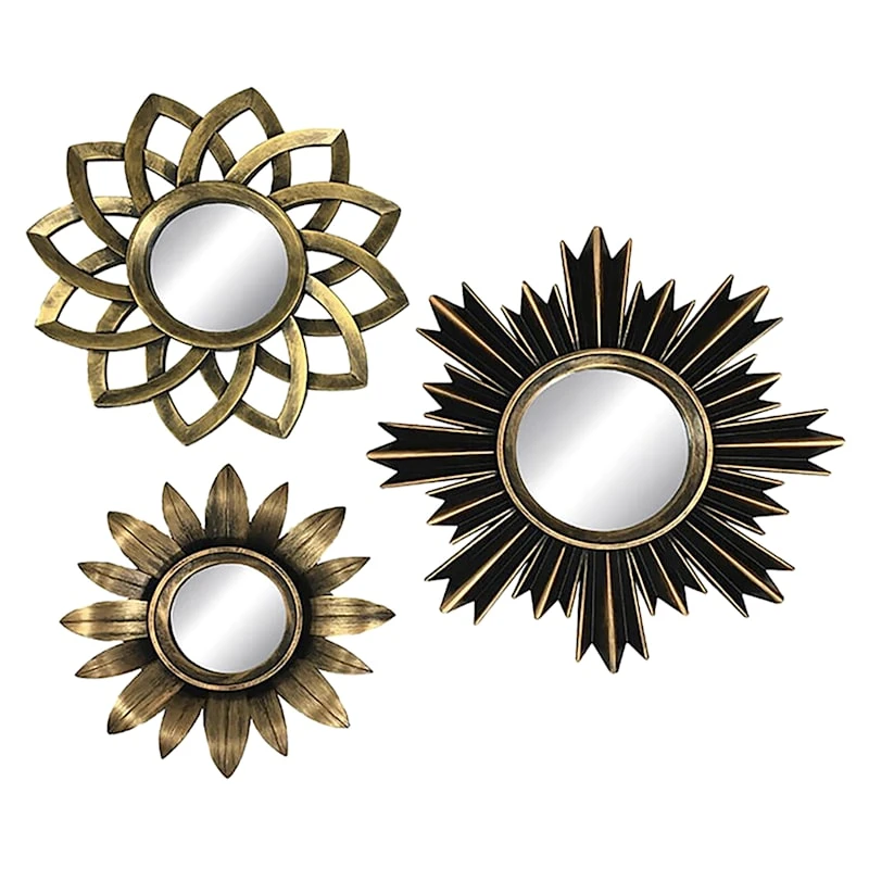 3-Piece Gold Accent Wall Mirror Set