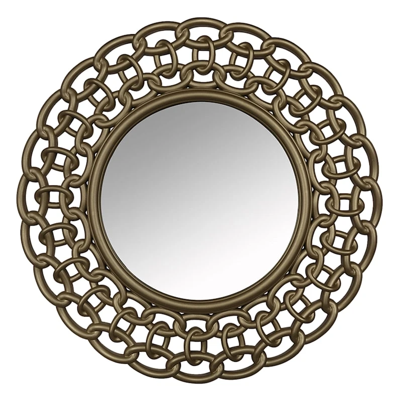 3-Piece Gold Chain Framed Round Wall Mirror Set, 15" - Image 3