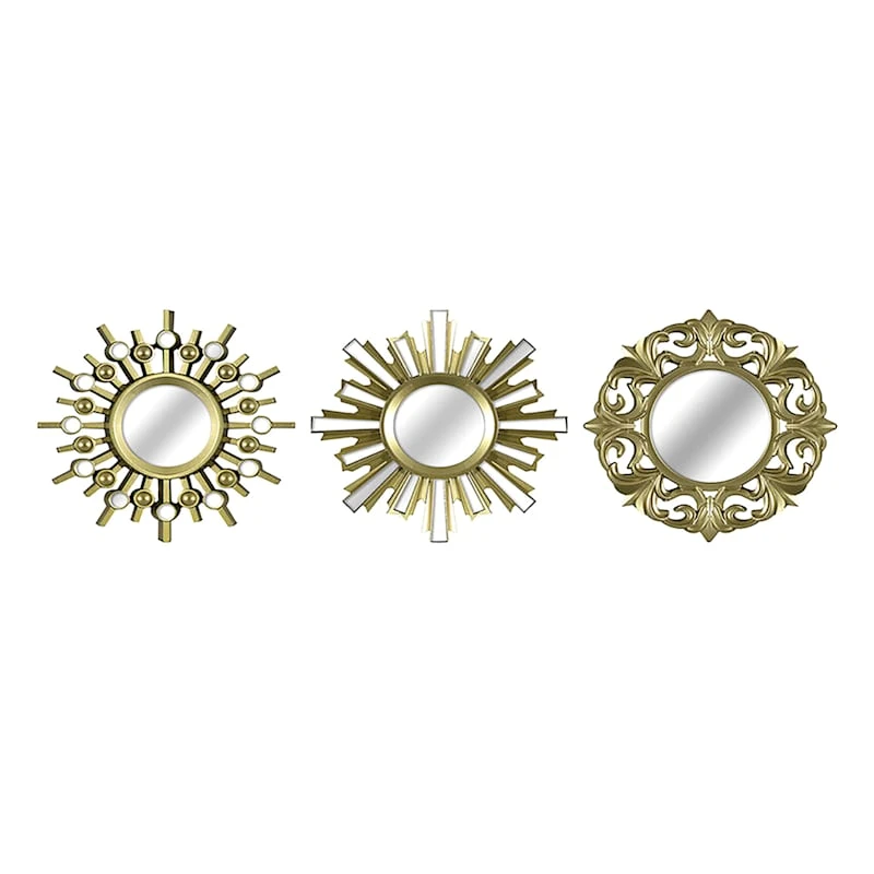 3-Piece Gold Ornate Wall Mirror Set, 10"