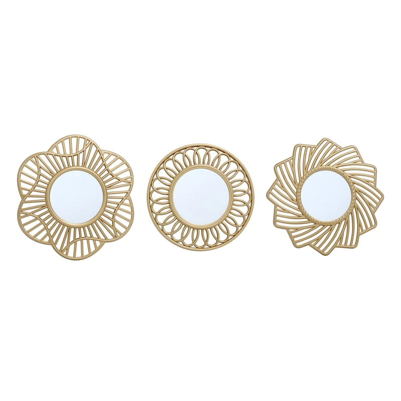 3-Piece Gold Wall Mirror Set