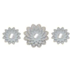 3-Piece Grey Floral Accent Wall Mirror Set