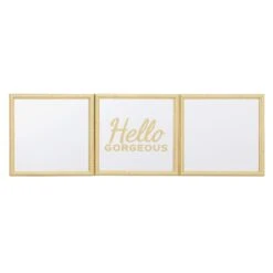 3-Piece Hello Gorgeous Gold Framed Wall Mirror Set, 10"