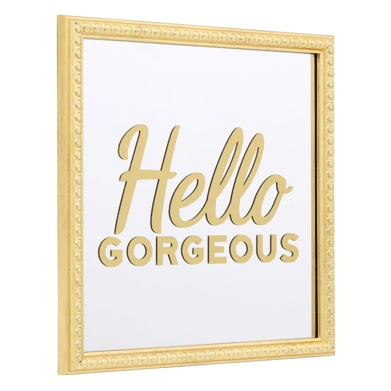 3-Piece Hello Gorgeous Gold Framed Wall Mirror Set, 10" - Image 6
