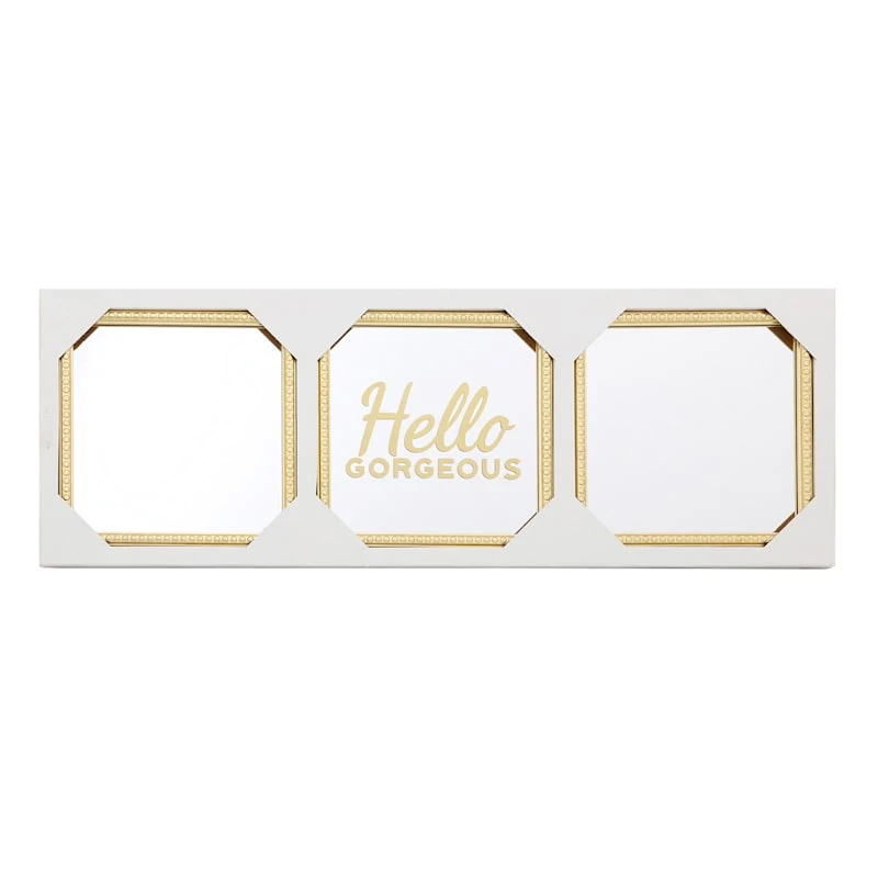 3-Piece Hello Gorgeous Gold Framed Wall Mirror Set, 10" - Image 7