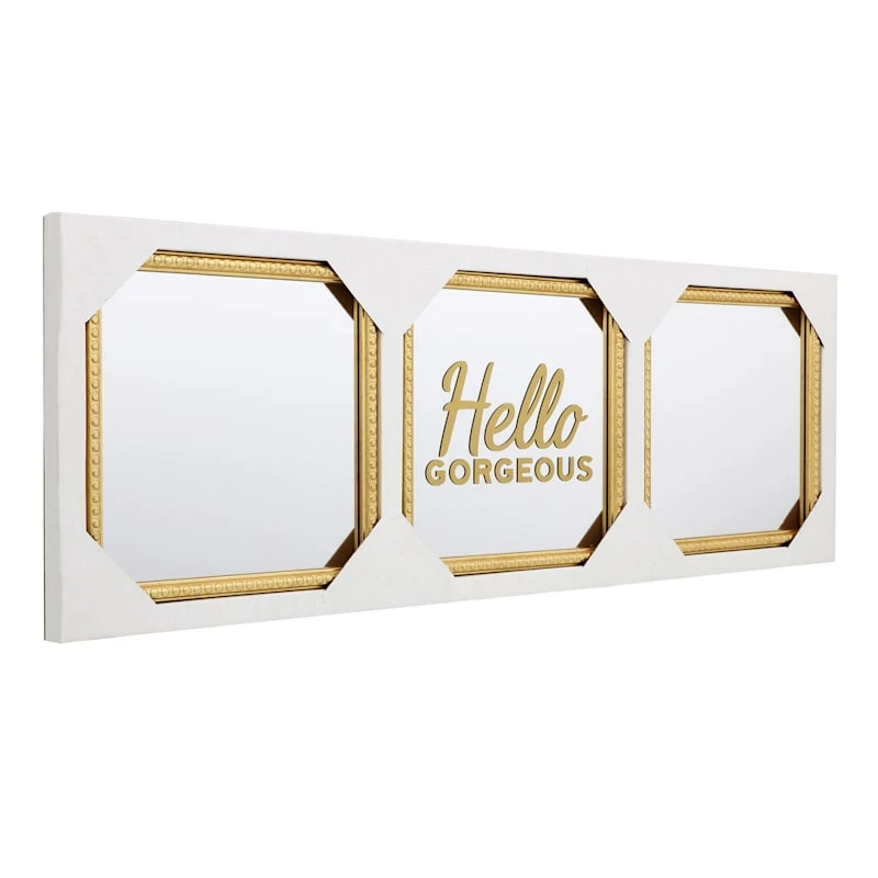 3-Piece Hello Gorgeous Gold Framed Wall Mirror Set, 10" - Image 8