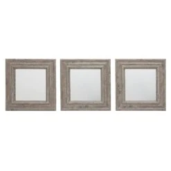 3-Piece Light Grey Square Wall Mirror Set, 10"