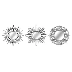 3-Piece Ornate Silver Wall Mirror Set, 10"