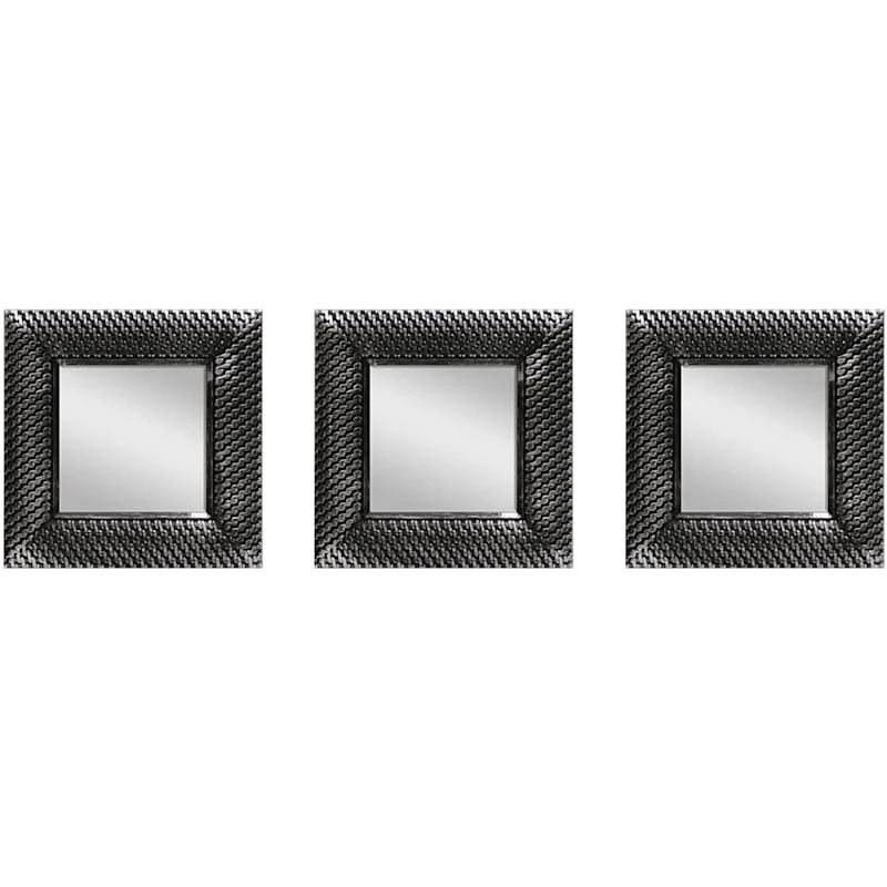 3-Piece Silver Distressed Wall Mirror Set, 10"