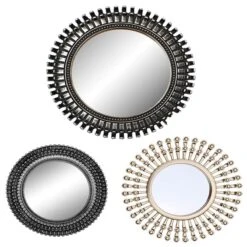 3-Piece Sunburst Wall Mirror Set, 25"