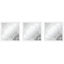 3-Piece White Peony Wall Mirror Set, 10"