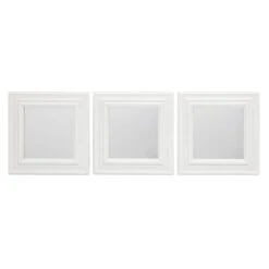 3-Piece White Square Wall Mirror Set, 10"