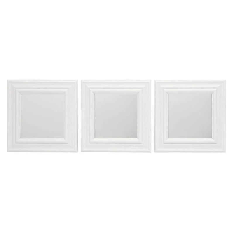 3-Piece White Square Wall Mirror Set, 10"