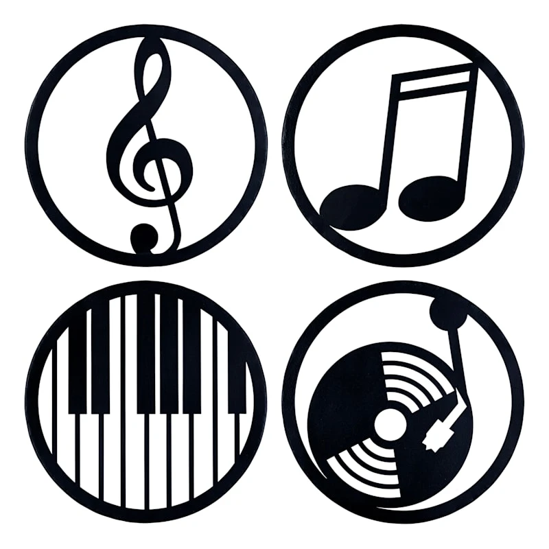 4-Piece Set Music Wall Art, 10"
