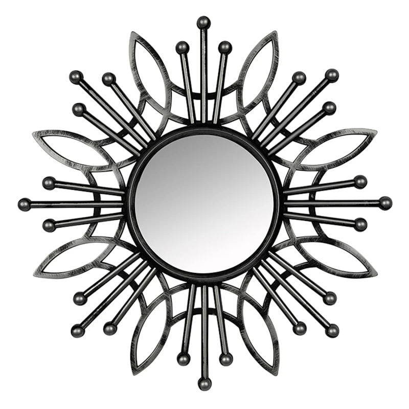 5-Piece Metallic Framed Floral Burst Wall Mirror Set - Image 2