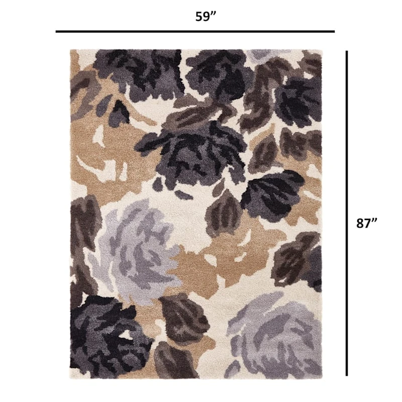 (A367) Natural Soft Touch Floral Area Rug, 5x7 - Image 5