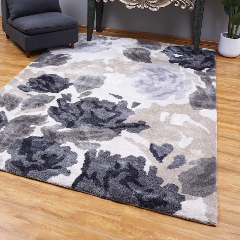 (A367) Natural Soft Touch Floral Area Rug, 5x7 - Image 6