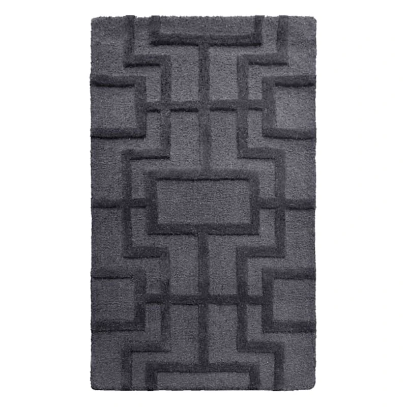 (A481) Crosby St Black Geometric Line Accent Rug, 2x4