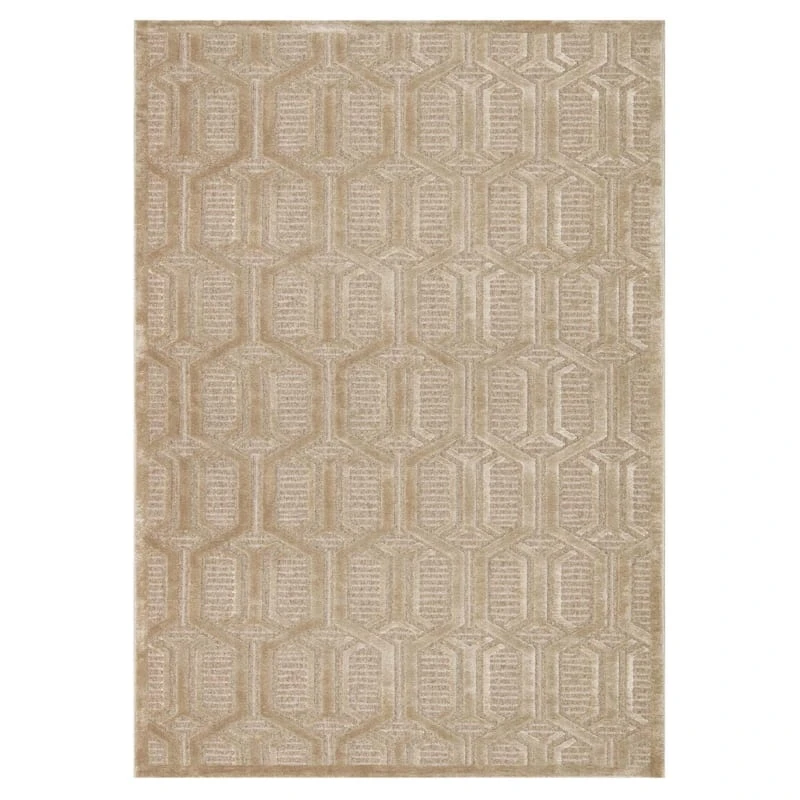 (A487) Providence Zenith Tan Geometric Area Rug, 5x7