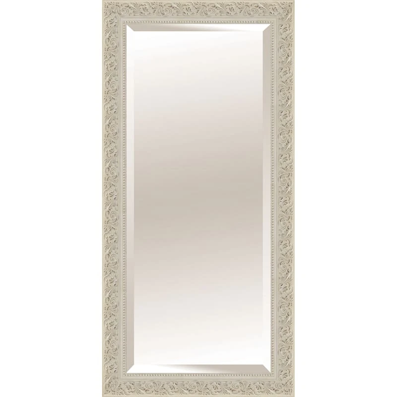 Antique White Solid Wood Floor Mirror, 30x66