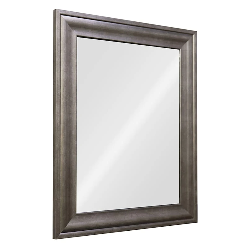 Antiqued Silver Barb Framed Wall Mirror, 22x28