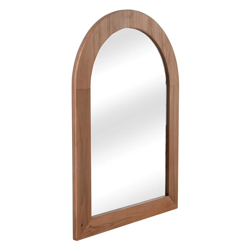 Arched Wood Grain Wall Mirror, 24x34