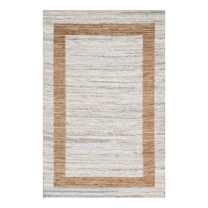 (B312) Henning Hand Woven Cotton & Jute Ivory Chindi Area Rug, 5x7