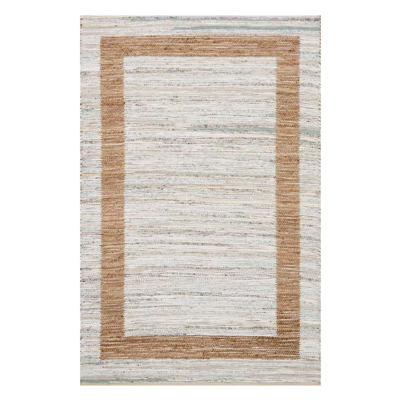 (B312) Henning Hand Woven Cotton & Jute Ivory Chindi Area Rug, 8x10