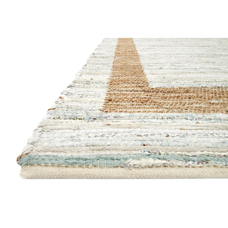 (B312) Henning Hand Woven Cotton & Jute Ivory Chindi Area Rug, 8x10 - Image 3