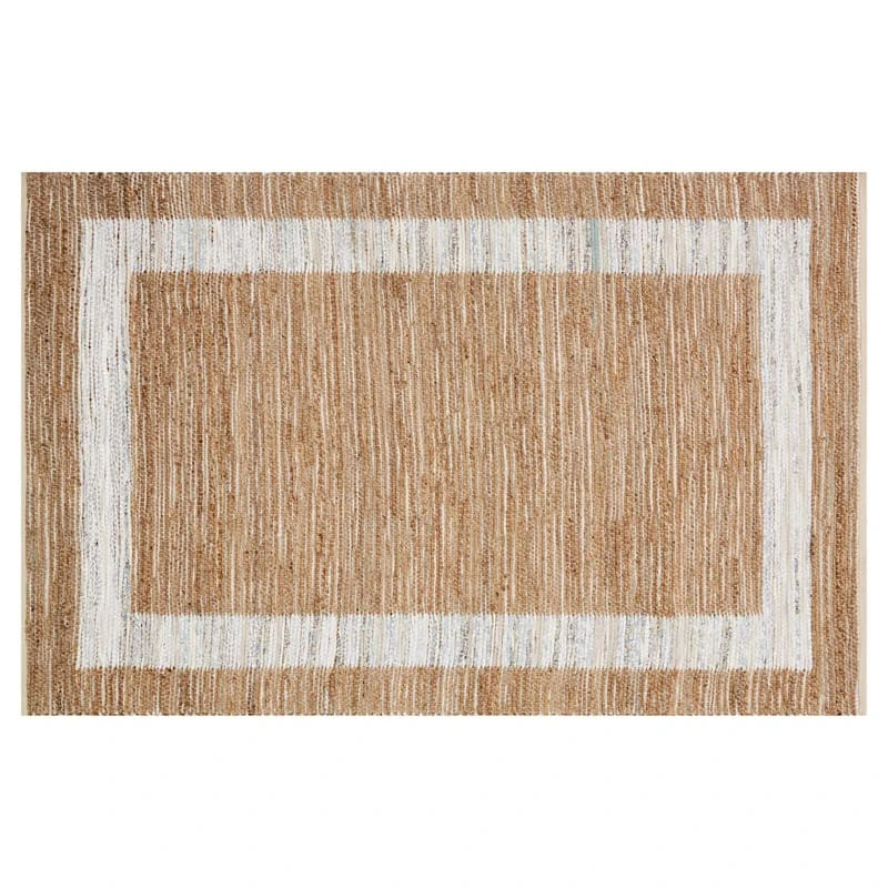 (B312) Henning Hand Woven Cotton & Jute Ivory Chindi Area Rug, 8x10 - Image 5