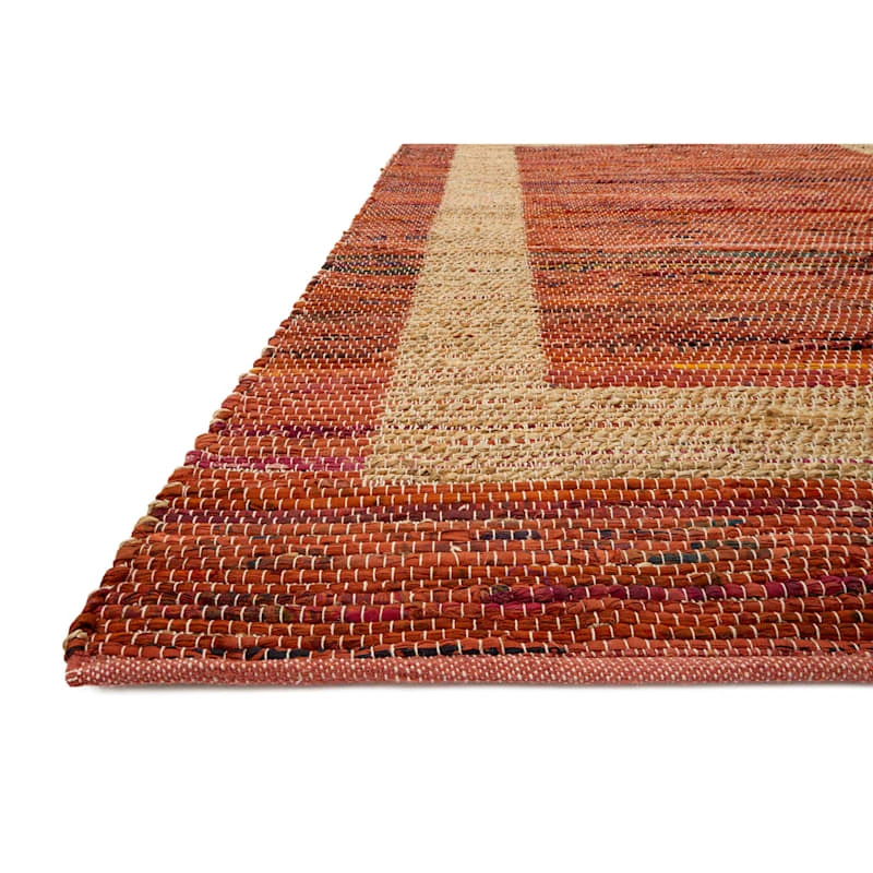 (B314) Henning Hand Woven Cotton Blend Red Chindi Area Rug, 5x7 - Image 4