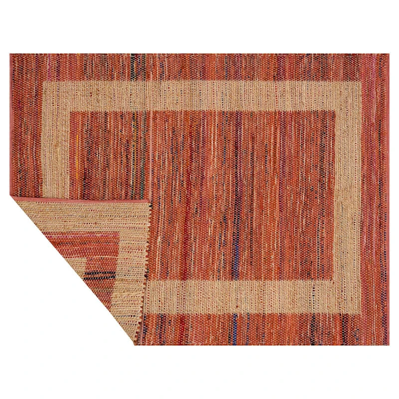 (B314) Henning Hand Woven Cotton Blend Red Chindi Area Rug, 5x7 - Image 5