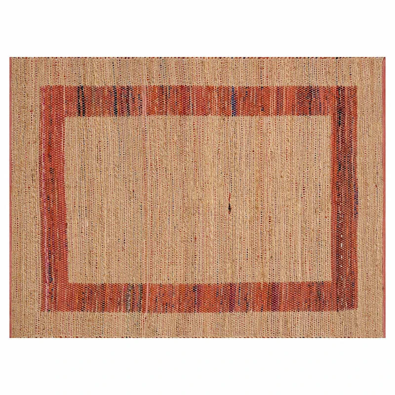 (B314) Henning Hand Woven Cotton Blend Red Chindi Area Rug, 5x7 - Image 7