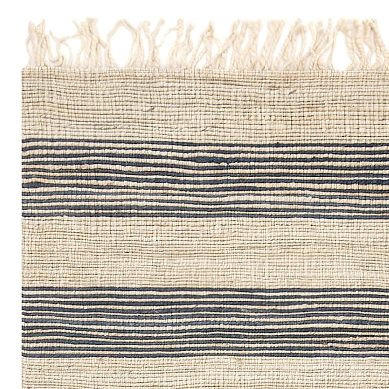 (B497) Honeybloom Hazel Natural & Navy Striped Hand Woven Jute Accent Rug, 3x5 - Image 2