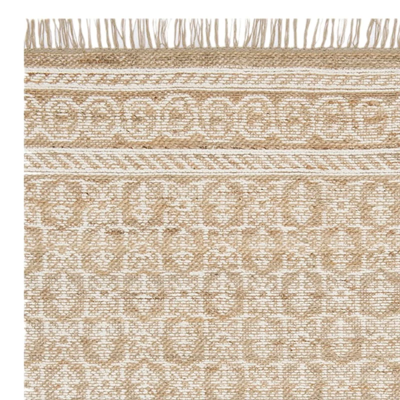 (B508) Found & Fable Devon Hand Woven Jute & Ivory Chenille Area Rug, 5x7 - Image 2