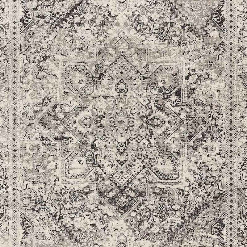 (B548) Providence Villa Dark Grey & Cream Distressed Look Area Rug, 8x10 - Image 2