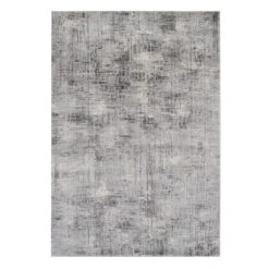 (B656) Mixed Grey Abstract Soft High-Low Design Area Rug, 5x7