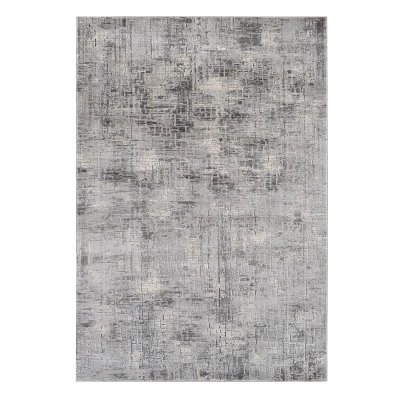 (B656) Mixed Grey Abstract Soft High-Low Design Area Rug, 5x7