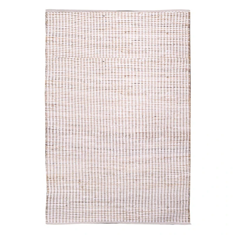 (B678) Ivory Cotton Jute Area Rug, 7x10