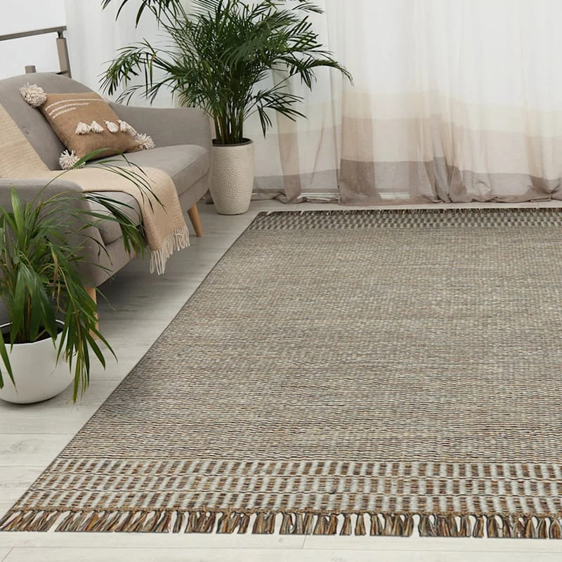 (B685) Tracey Boyd Natural Dunne Fringe Accent Rug, 3x5 - Image 5