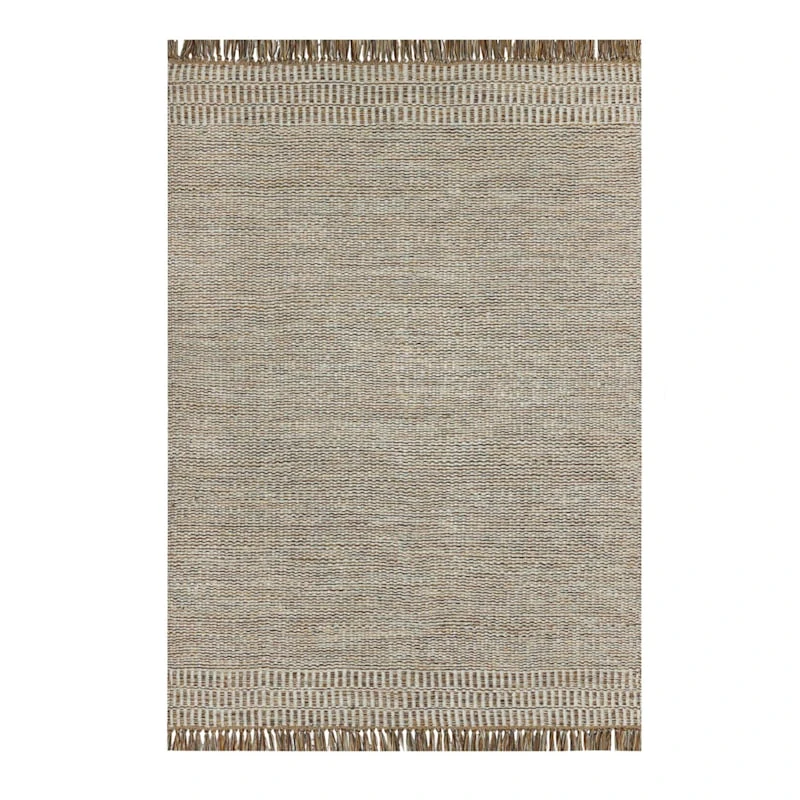 (B685) Tracey Boyd Natural Dunne Fringe Area Rug, 5x7