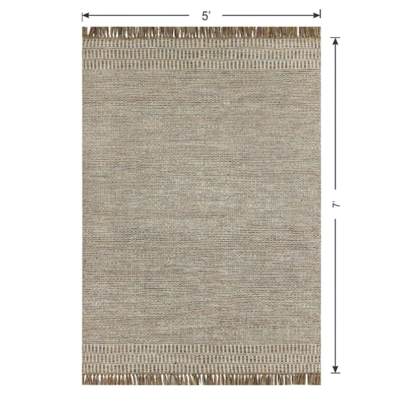 (B685) Tracey Boyd Natural Dunne Fringe Area Rug, 5x7 - Image 7