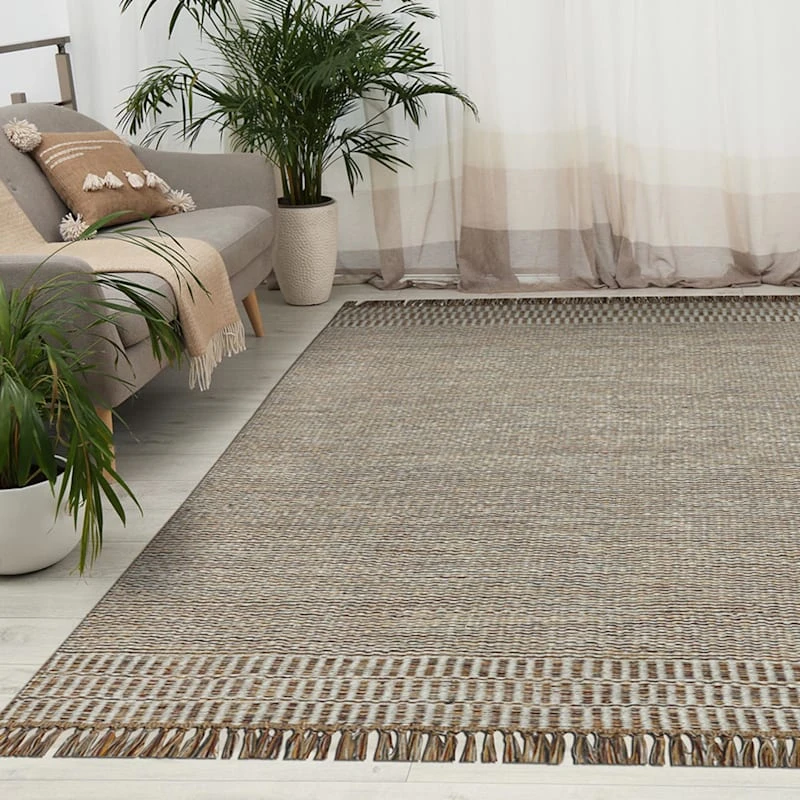 (B685) Tracey Boyd Natural Dunne Fringe Area Rug, 5x7 - Image 8