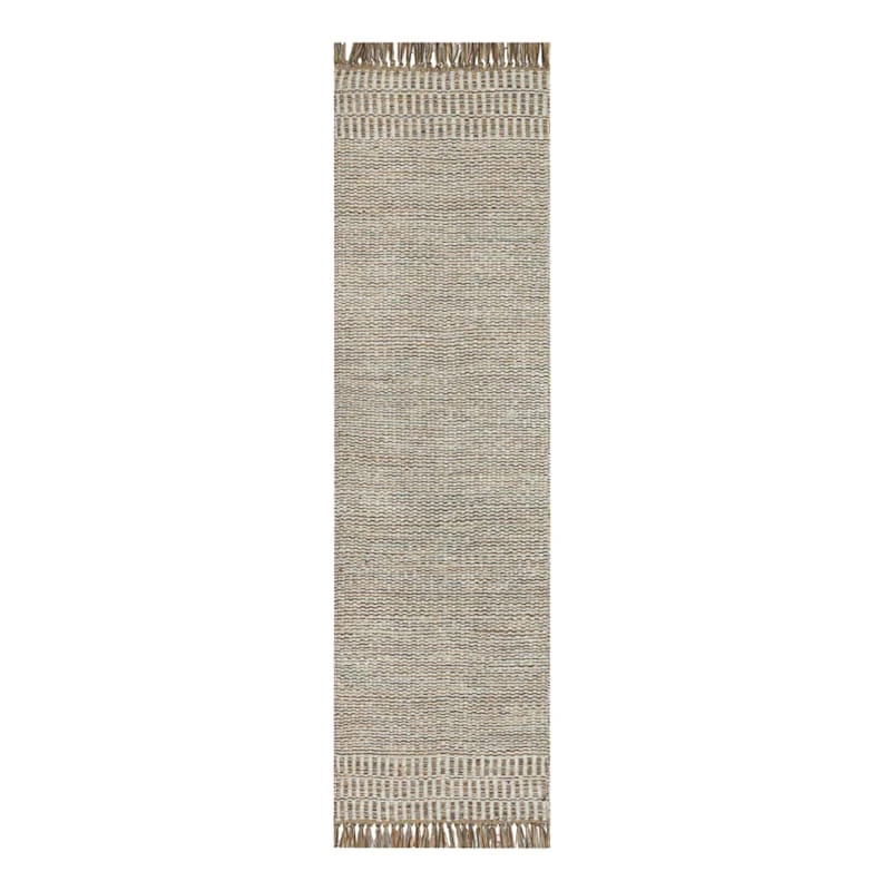 (B685) Tracey Boyd Natural Dunne Fringe Runner, 2x7